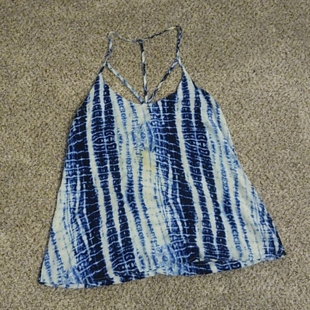 No Boundaries white and blue spaghetti strap tank top. Size 7/9